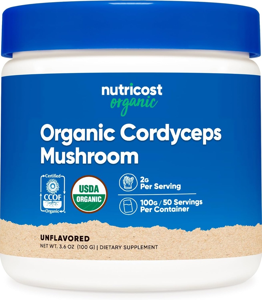 Poudre de Cordyceps Bio Nutricost 100 grammes - USDA certifié biologique, non-OGM, sans gluten