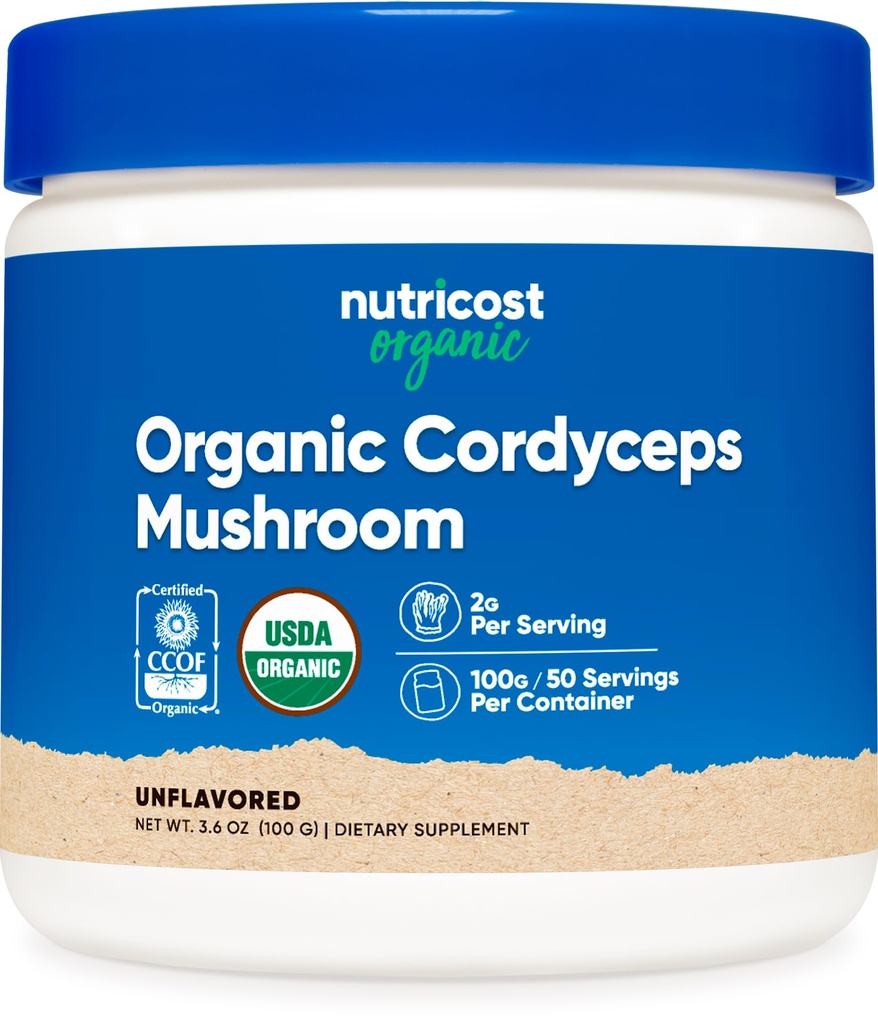Poudre de Cordyceps Bio Nutricost 100 grammes - USDA certifié biologique, non-OGM, sans gluten