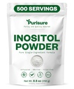 Purisure Inositol Powder, 250g, Fertility, Hormonal Balance and Ovarian Support, Pure Powder, Inositol Supplement to Support Energy and Brain Wellness, Vegan, Non-GMO, 500 Servings