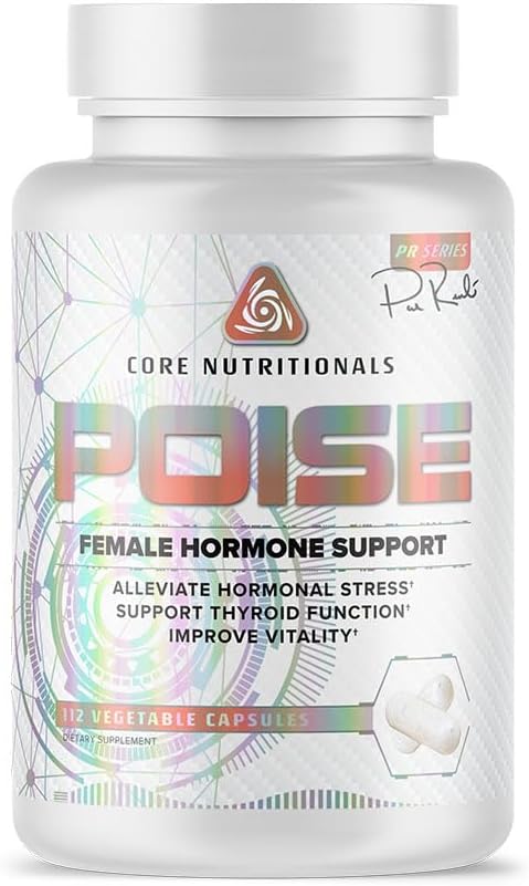 Noyau Nutritional Poise Soutien Hormone Féminin -Hyroid Hormone Balance & Menstrual Support -Hyroid avec Magnésium & Iodine -Antioxydant Rich-112 Capsules végétales