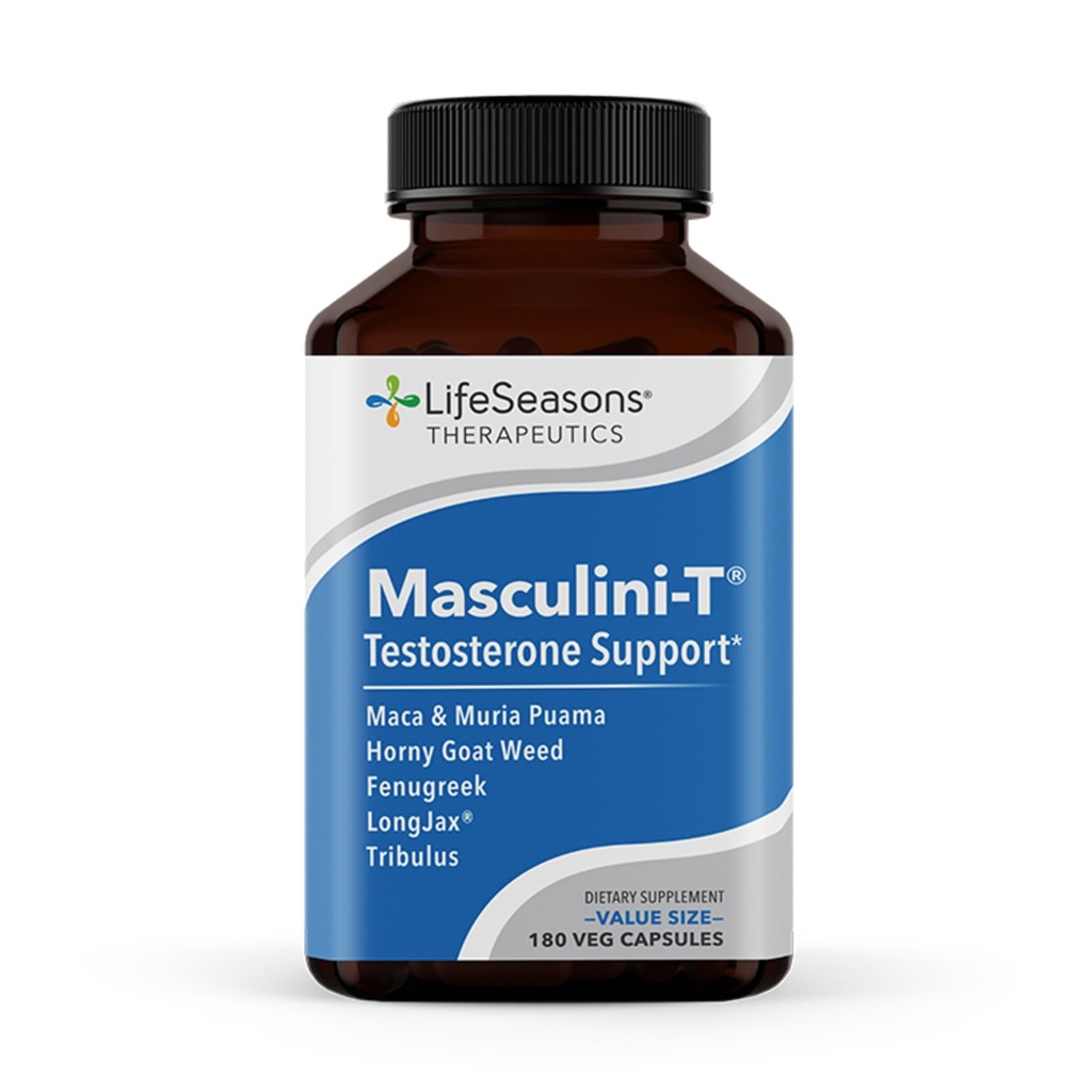 LifeSeasons Masculini-T - Supplément de soutien à la testostérone - améliore les aspects mentaux et physiques de la performance sexuelle et athlétique - soutient la fonction érectile normale - améliore la libido - 180 capsules
