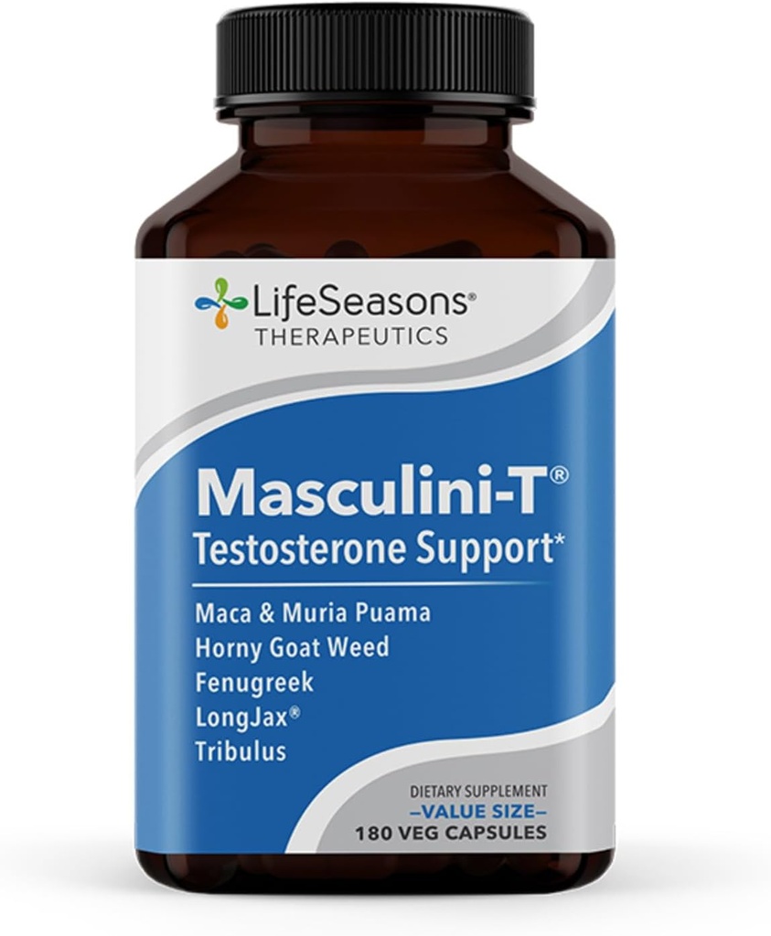 LifeSeasons Masculini-T - Supplément de soutien à la testostérone - améliore les aspects mentaux et physiques de la performance sexuelle et athlétique - soutient la fonction érectile normale - améliore la libido - 180 capsules