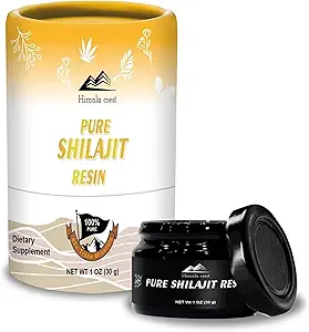 Shilajit biologique pur himalayen, résine de Shilajit à haute puissance - grade or, authentique et naturel - 70% acide fulvic et 85+ minéraux de trace pour l'énergie et le soutien immunitaire