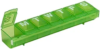 EZY DOSE Weekly (7-Day) Daily Pill Container, Medicine Planner, Vitamin Organizer, Large Locking Compartments Secure Prescription Medication and Prevent Accidental Spilling, Color May Vary, BPA Free