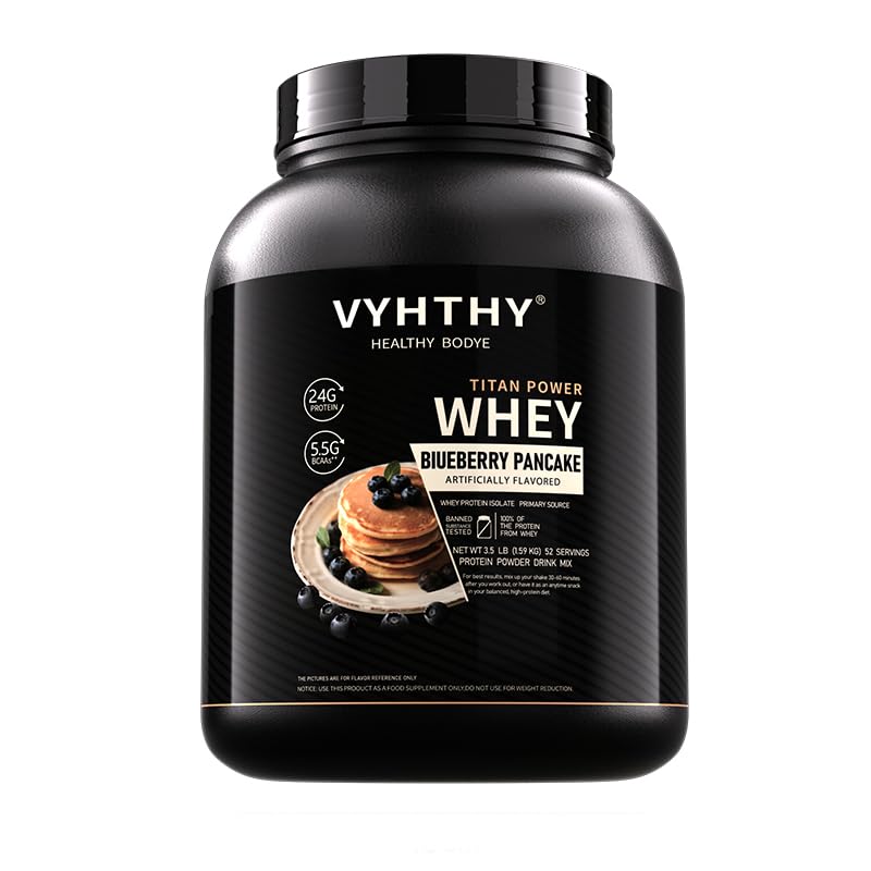 Blueberry Pancake Flavored Whey Protein Powder，24g Protein per Serving, Fast-Absorbing Concentrated whey Protein, Low Sugar, Gluten-Free, Natural Flavor, 3.5lbs(56oz)