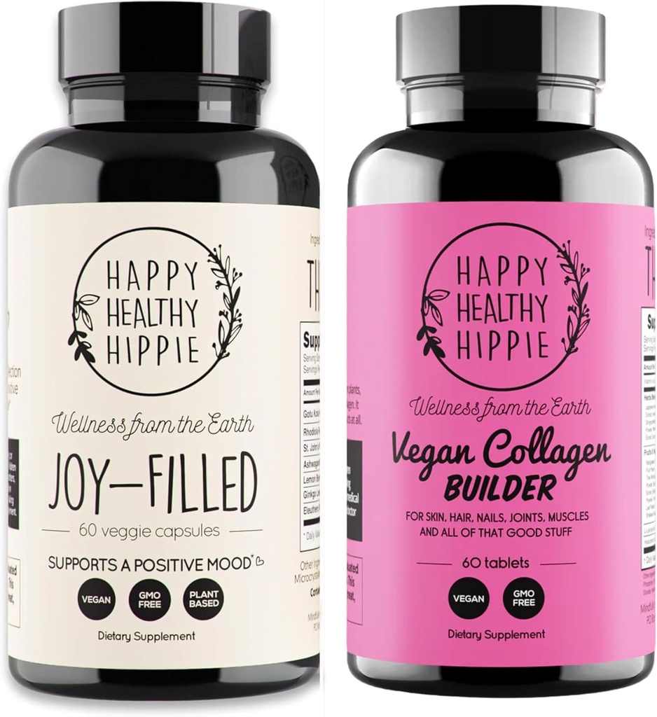 Happy Healthy Hippie Vegan Collagen Builder w/Hyaluronique Acid & Joy-Filled Mood Support