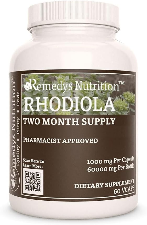 La nutrition de Remedy Rhodiola, 1000 mg, 60 Capsules de végétaliens Complément alimentaire à base de plantes