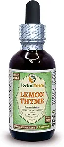 Thym citron (Thymus x Citriodorus) Glycérite, extrait liquide sans alcool à base de plantes séchées (marque: HerbalTerra, Fièrement fabriqué aux États-Unis) 2 fl.oz (60 ml)