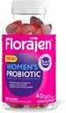 Gommies probiotiques pour femmes Florajen - Prébiotique triple action + Probiotique + canneberge pour le soutien digestif, urinaire et immunitaire - Agissant rapidement - Vegan & sans gluten - 40-Count