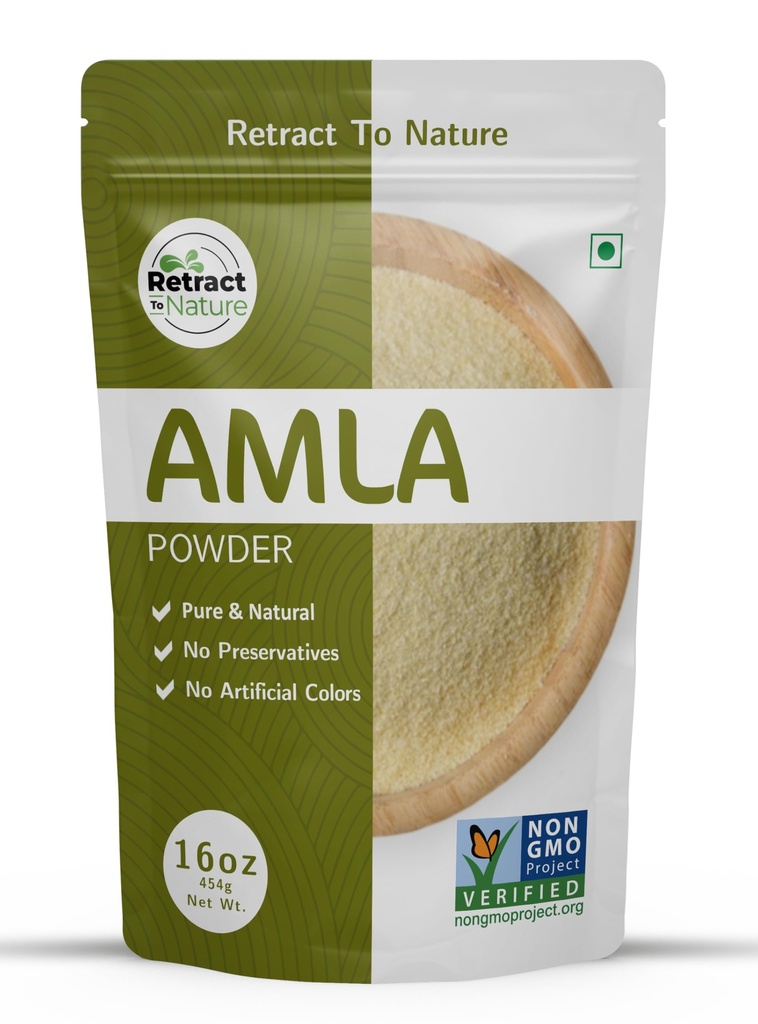 Retract To Nature Amla Powder (Amalaki) - 16 oz,100% Natural Source of Vitamin C, Made From Himalayan Mountain Hill