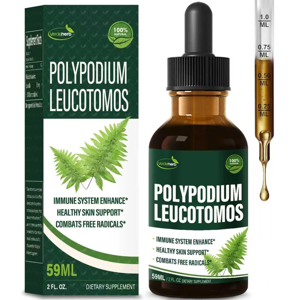 Polypodium leucotomos (Kalawalla Root) Immune Soutien gouttes, Natural Kalawalla Herb Extract Immunity Boost Supplément pour améliorer la santé de la peau. Calaguala para Proteger la Piel. 2oz