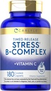 Carlyle Stress B-Complex Vitamine de 180 Caplets végétariens avec vitamine C de supplément sans OGM et sans gluten