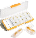 AM PM Pill Organizer 2 fois par jour, 7 jours Pill Box Weekly Pill Organizer Travel with Separate Container, Portable Daily Medicine Planner Dispenser Case for Vitamine, Fish Oils, Supplements(Beige)