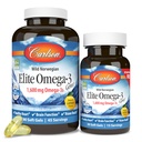 Carlson Labs Elite Omega-3, 1600 mg, Gemmes Huile de poisson Gels doux, Saveur de citron naturel, 2 paquets (120 Nombres chacun)