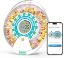 Betife Smart Distributeur automatique de pilules, 28 Compartiments Organisateur électronique de pilules pour tout dosage avec alarme lumineuse/sonore, Organisateur Bluetooth de médicaments, Boîte à pilules verrouillée pour ordonnances et supplément