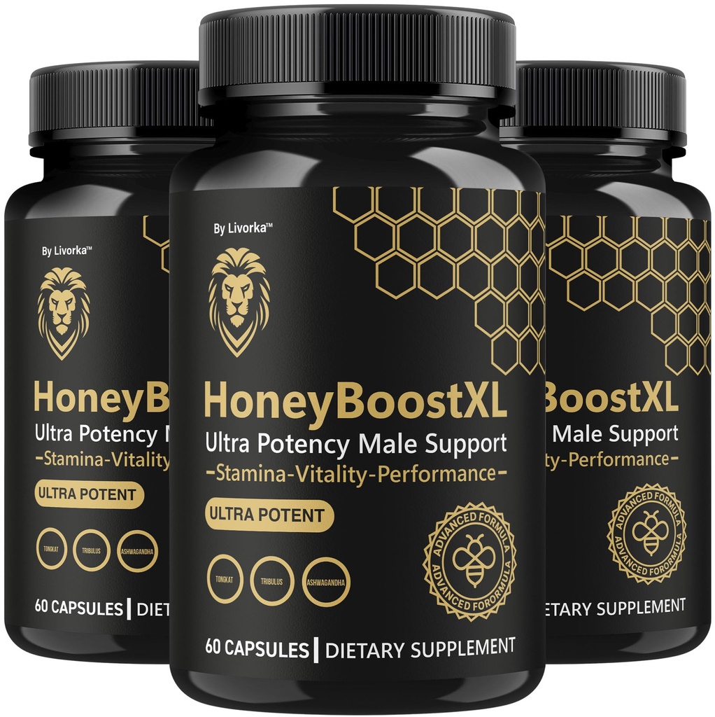 (3 Pack) Honey Boost XL Capsules - Official HoneyBoost XL Advanced Premium Supplement for Men Support - Maximum Strength, Natural HoneyBoostXL for Overall Health & Wellness, 180 Capsules for 3 Months