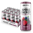 Optimum Nutrition Amino énergie Sparkling boisson d'hydratation, électrolytes, caféine, acides aminés, BCAAs, sans sucre, Berry Burst, 12 Fl Oz, 12 pack
