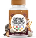 Lions Mane Champignon Supplément avec la dinde Tail Reishi Cordyceps Chaga avec la racine Marshmallow - 60 comte