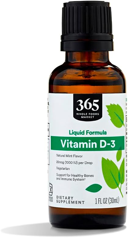 Marché des aliments entiers, vitamine D-3 Arôme à la menthe liquide 1000UI, 1 OZ