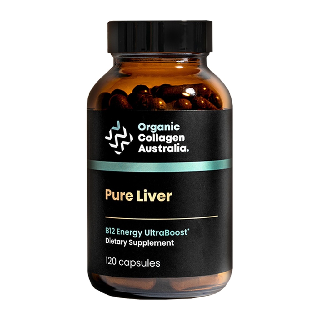 Organic Collagen Australia Pure Liver Capsules - Grass-Fed & Pasture-Raised – Source of B12 Energy, Immune Support, Muscle Strength & Metabolism Aid (120 Capsules)