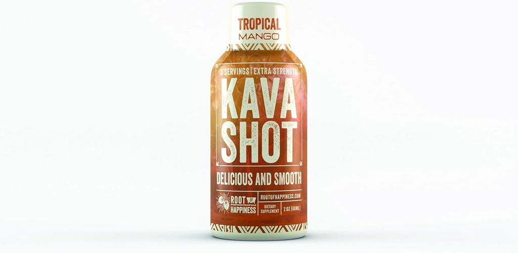 Kava et bien-être Shot de 2oz de la mangue tropicale Flavor de la mangue non-alcholique