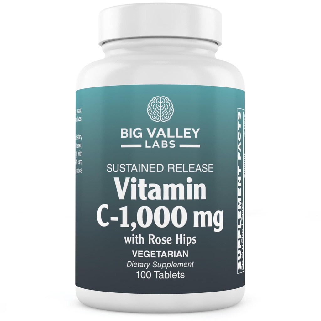 Vitamin C 1,000 mg + Bioflavonoids & Rose Hips – Potent Antioxidant Daily Wellness Support, Vegan, Non-GMO, Gluten-Free – 100 Tablets