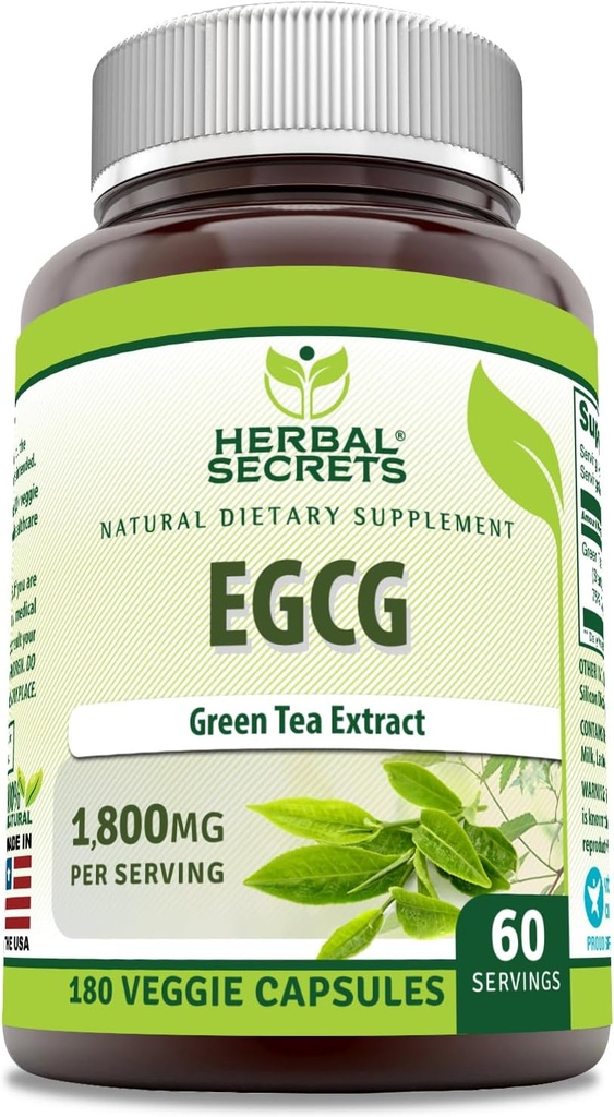 Secrets à base de plantes Extrait de thé vert EGCG 1800 Mg par portion.