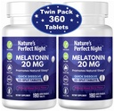 La nuit parfaite de la nature: Melatonine 20mg: 180 Comprimés dissolvants rapides, 2-packs