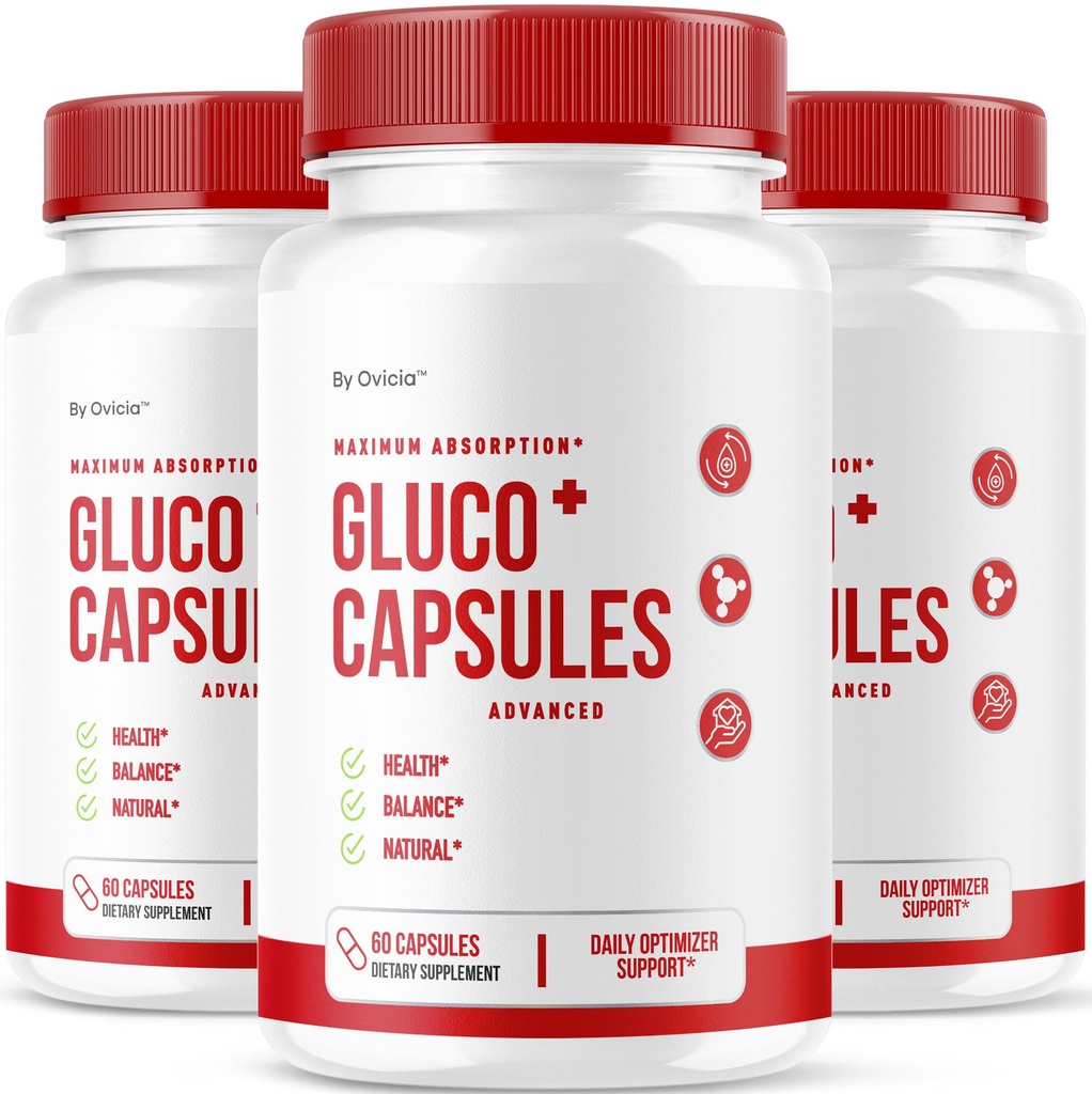 (3 Pack) GlucoCapsules - Official GlucoCapsules Advanced Premium Formula Pills Support Maximum Strength, All Natural Ingredients Vitamins for Overall Health & Wellness, 180 Capsules for 3 Months