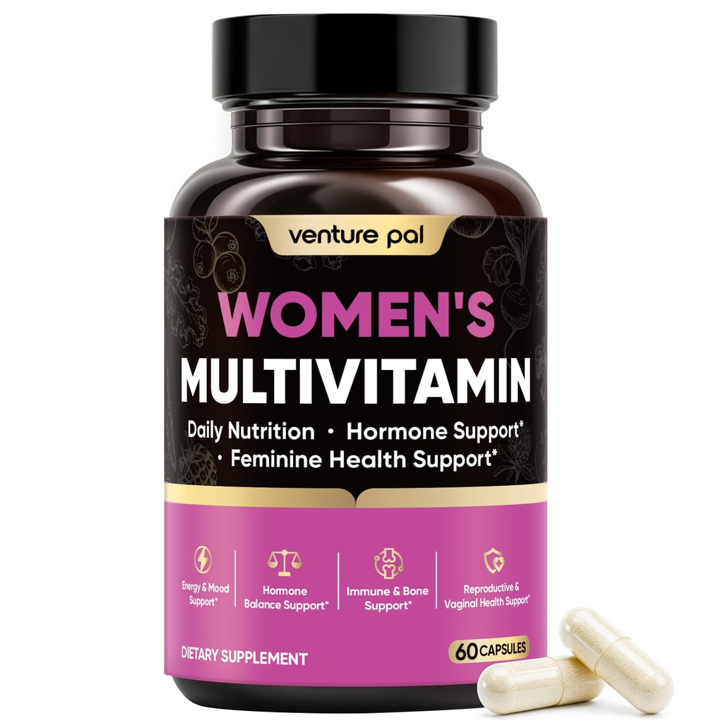 Venture Pal Women's Multivitamin, 21 Essential Vitamins & Minerals for Energy, Immune, Hormonal Balance & Urinary Tract Support, with Myo-Inositol, Iron & Biotin, 60 Capsules