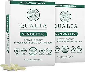 Qualia Senolytic Supplement, Fisetin, Quercetin, Piperlongumine & More, Aging Supplement That Supports Optimal Cell Repair & Rejuvenation, Naturally Eliminate Zombie Cells, Capsules, 2 Box