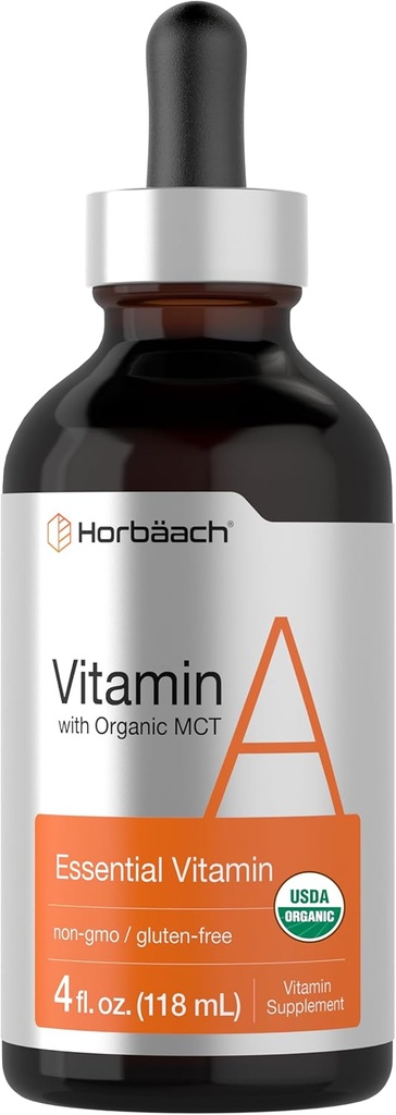 Horbäach Vitamine A Liquid, supplément de 4 fl oz avec de l'huile de coco fractionnée biologique