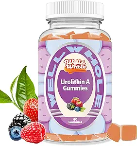 Well&Whole Urolithin A Gummies 1000mg with CoQ10 and Resveratrol, Mitochondrial Supplements, Muscle Support, Non GMO, Vegan, 60 Counts