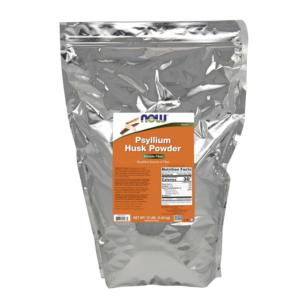 NOW Foods Supplements, Psyllium Husk Powder, Non-GMO Project Verified, Soluble Fiber, 12-Pound