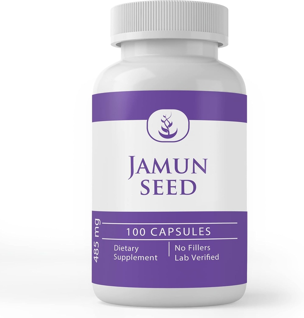 PURE ORIGINAL INGRÉDIENTS Capsules de graines de Jamun (100 Capsules) Toujours Pure, Pas d'additifs ou de remplissages, Verifié en laboratoire