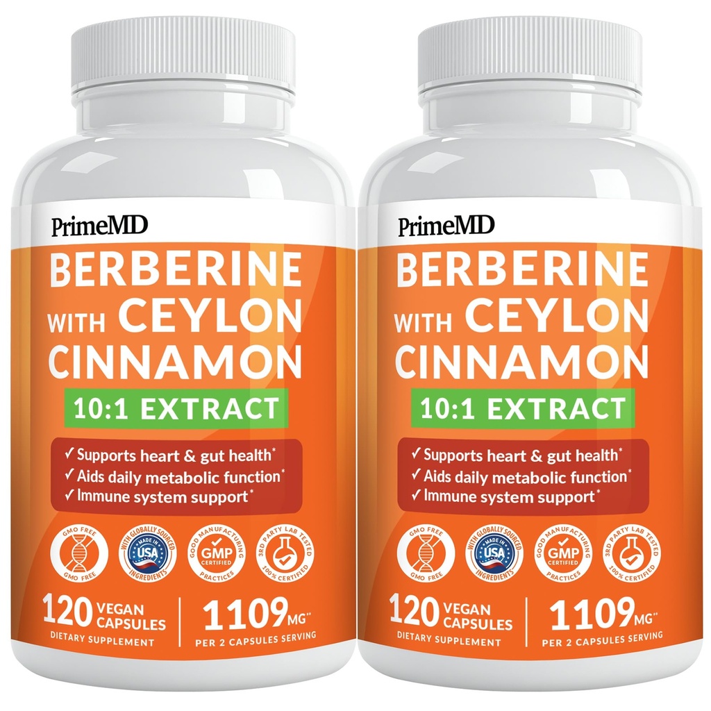 Supplément berbère 21-en-1 avec cannelle Ceylan au chrome, mélône amère et extrait de thé vert et extrait de poivre noir 5X pour support énergétique et métabolique avec 5279 mg (120 ct, paquet de 2)