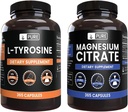 INGRÉDIENTS ORIGINAUX DE PURE L-Tyrosine et Citrate de magnésium, 365 Capsules Chaque, Toujours Pure, Lab Vérifié