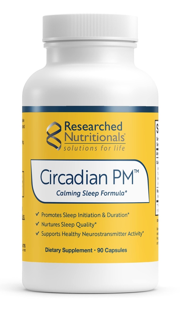 Recherche sur la nutrition Circadian PM - Promotion d'un système nerveux sain, la réponse à l'histamine et les nuits pacifiques avec L Theanine, 5 HTP, Valerian Root & GABA suppléments (90 capsules)