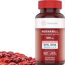 NovaKrill Krill huile Omega 3 supplément – 1000mg Softgels avec EPA, DHA, Astaxanthin – Pas d'arrière-goût de poisson – Facile à avaler huile de krill antarctique – 60 capsules liquides