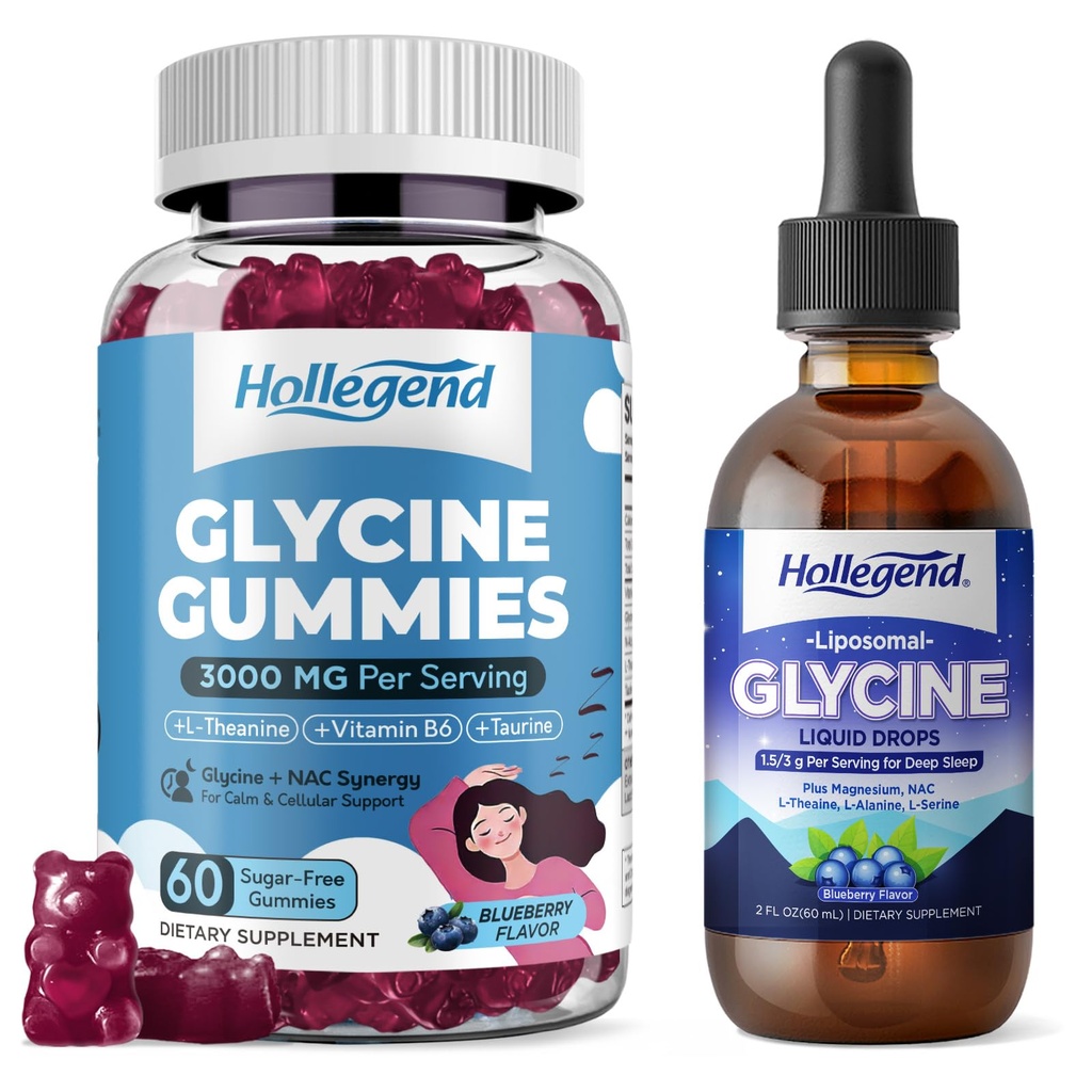 Glycine 3g Gummies & Liposomal Glycine Liquid Drops, Sleep, Relax & Liver Health Support