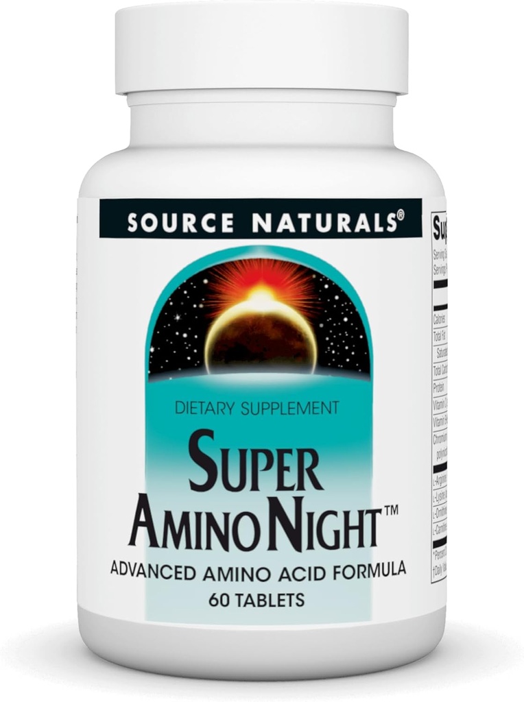 Source Naturals Super Amino Night - Formule Acide Amino avancé* - 60 Capsules