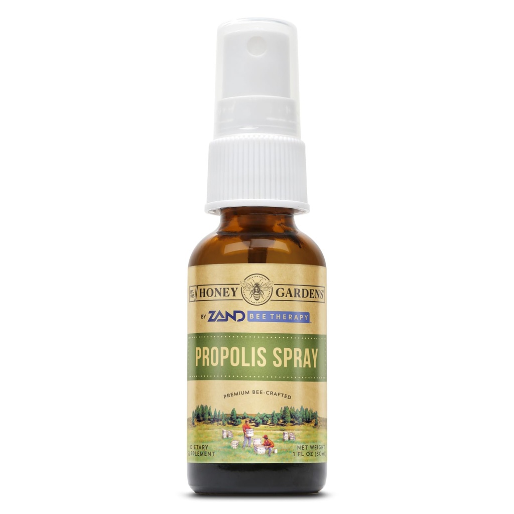 Honey Gardens Bee Propolis Throat Spray | with Apitherapy Raw Honey, Licorice Root and Usnea | 50 Servings | 1 Fl. Oz.