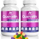 (2 Pack) Gummies Quercetin par BioVitalica - Quercetin avec la vitamine Bromelain C et Zinc & Elderberry + Vitamine D3-5 dans 1 Immune Support - Zinc Quercetin 750 mg pour les enfants et les adultes