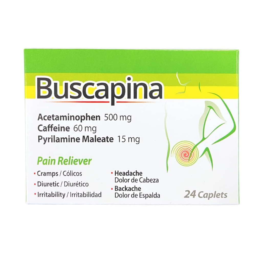 Buscapina Menstrual Pain Relief Caplets, Cramps & Bloating, 24 Count