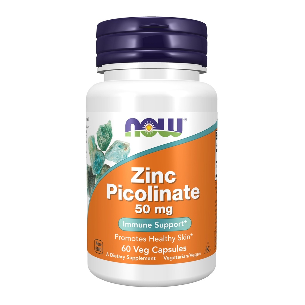 NOW Foods Supplements, Zinc Picolinate 50 mg, Supports Enzyme Functions*, Immune Support*, 60 Veg Capsules