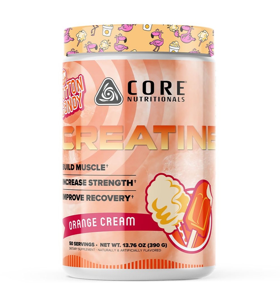 Core Nutritionals Creatine Monohydrate | Increase Strength, Build Muscle, Improve Recovery | 5g Creatine | 50 Servings (Fun Sweets Orange Cream)