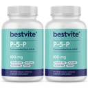 BESTVITE P-5-P 100mg (240 Capsules végétariennes) (120 x 2) (Forme CoEnzymée de B-6) - Pas de stéarate - Vegan - Non OGM - Sans gluten