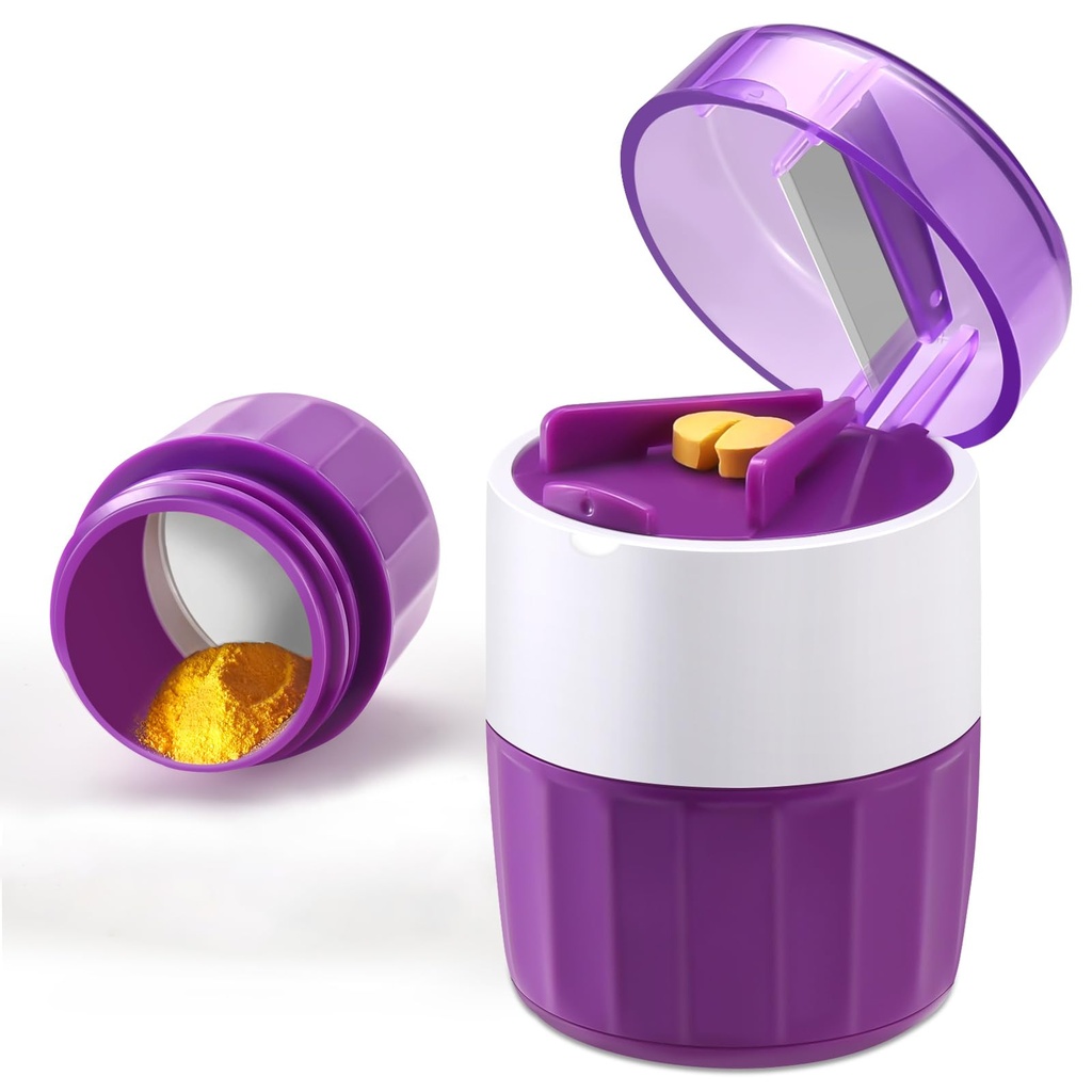 Pill Cutter, Crusher and Grinder, Splitter Accurate and Easy Cutting, Stainless Steel Blade, Perfect for Travel, Ideal for Purse or Pocket, Daily Usage, Ideal for Medication (Purple)