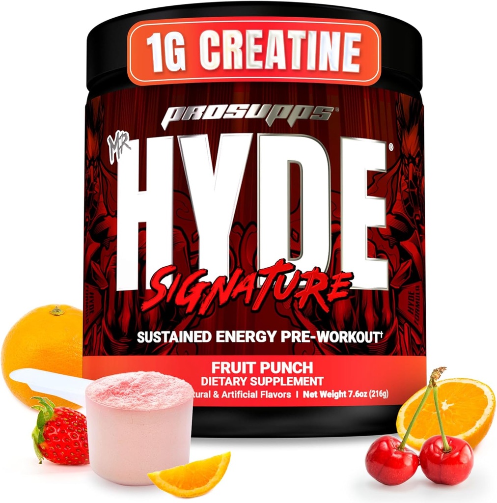 PROSUPPS M. Hyde Signature Poudre de préentraînement avec Créatine, Beta Alanine et Caféine - Performance, énergie et endurance - Suppléments de fitness et de gym pour hommes et femmes (Fruit Punch, 30 portions)