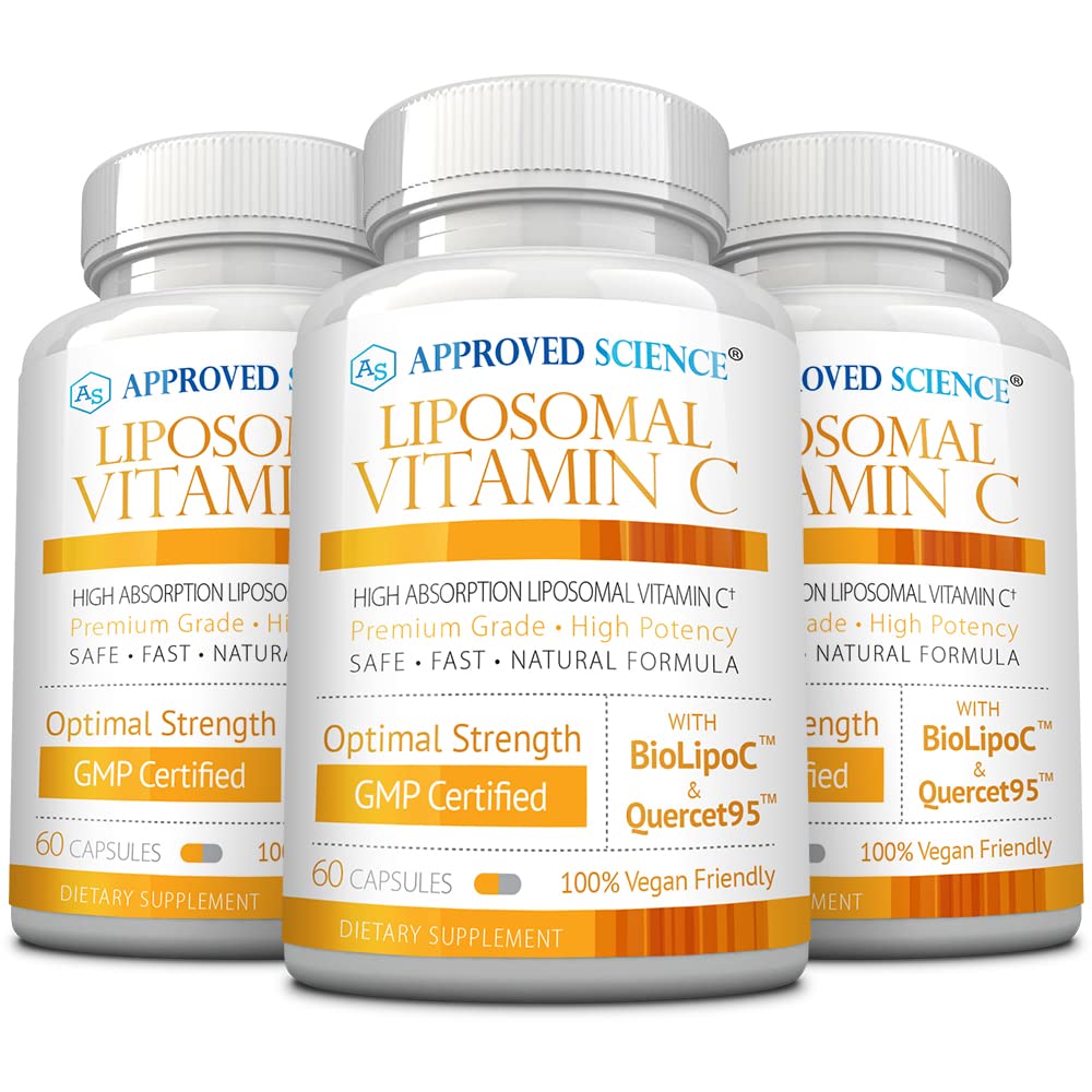 Approved Science Liposomal Vitamin C with Quercetin - 1100 mg - 180 Capsules - Immune Support, Boost Collagen, Antioxidant - High Absorption - Fat Soluble - Non GMO - Vegan - Made in the USA